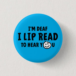Badge Rond 2,50 Cm Doux, malentendants, sourds, langage gestuel