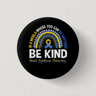 Badge Rond 2,50 Cm Down Syndrome Awareness Be Kind World Rainbow Boho