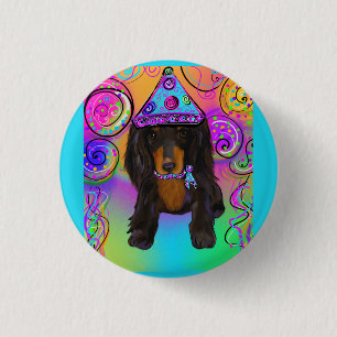 BADGE ROND 2,50 CM DOXIE NOIR À POILS LONGS