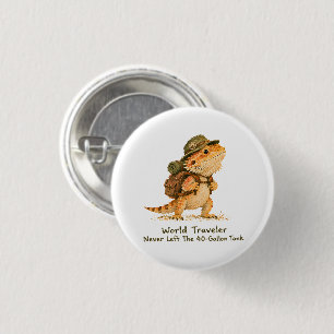 Badge Rond 2,50 Cm Dragon barbu d'art voyageur mondial