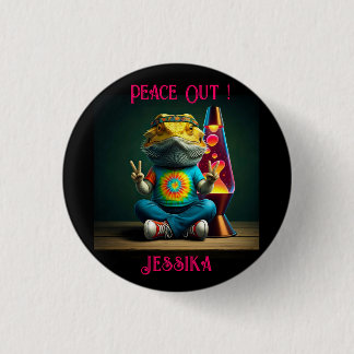Badge Rond 2,50 Cm Dragon Barbu Hippie Paix Rétro Personnalisé 