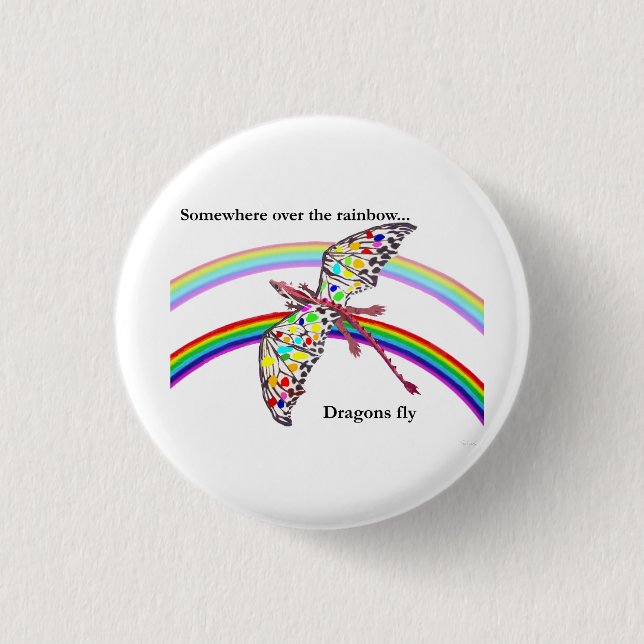 Badge Rond 2,50 Cm Dragon et arc-en-ciel (Devant)