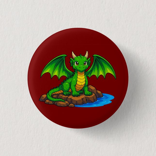 Badge Rond 2,50 Cm Dragon médiéval magique (Devant)