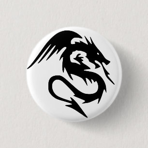 Badge Rond 2,50 Cm Dragon noir