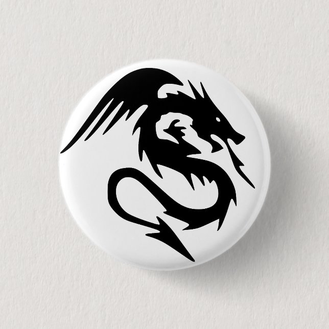 Badge Rond 2,50 Cm Dragon noir (Devant)