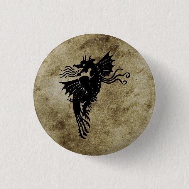 Badge Rond 2,50 Cm Dragon Silhouette Spirit Animal Totem Emblem (Devant)