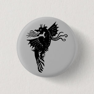 Badge Rond 2,50 Cm Dragon Silhouette Spirit Animal Totem Emblem