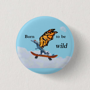 Badge Rond 2,50 Cm Dragon sur la planche à roulettes