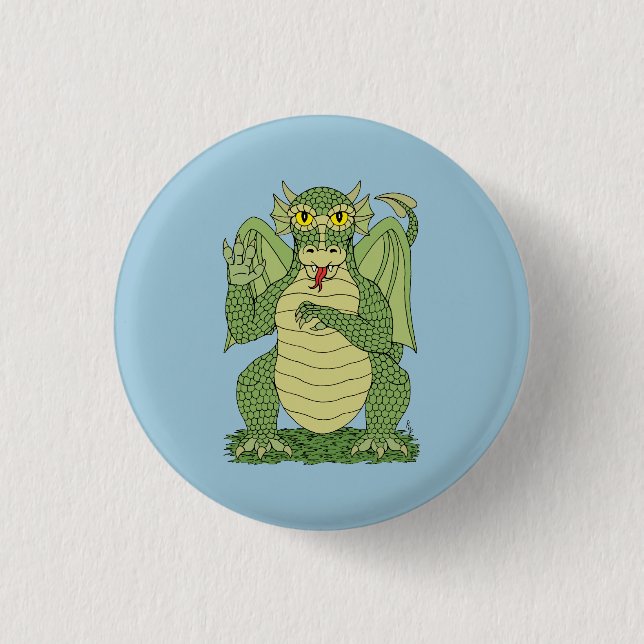 Badge Rond 2,50 Cm Dragon vert mignon (Devant)