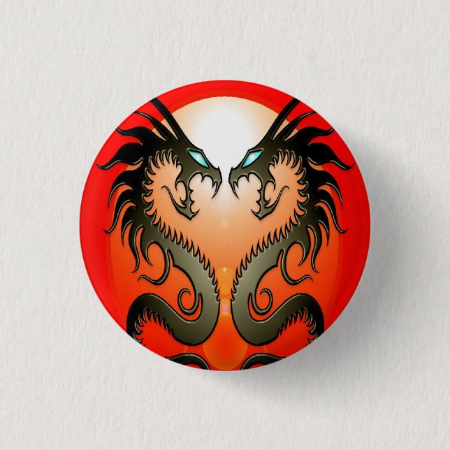 Badge Rond 2,50 Cm Dragons tribaux jumeaux (Devant)
