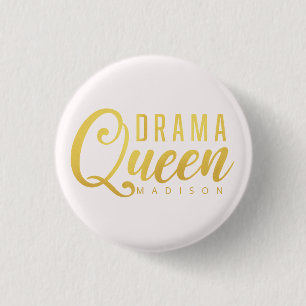 Badge Rond 2,50 Cm Drama moderne Queen Nom Bouton Texte rose