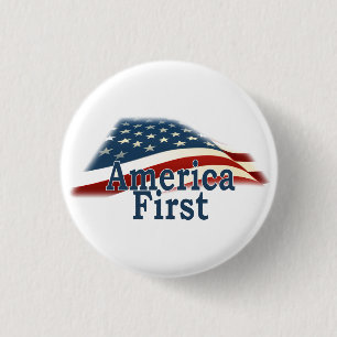 Badge Rond 2,50 Cm Drapeau America First USA