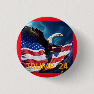 Badge Rond 2,50 Cm Drapeau américain Aigle TRUMP 2024