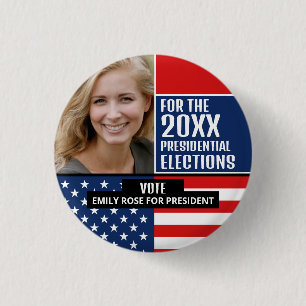 Badge Rond 2,50 Cm Drapeau américain, Campagne Politique Publicité