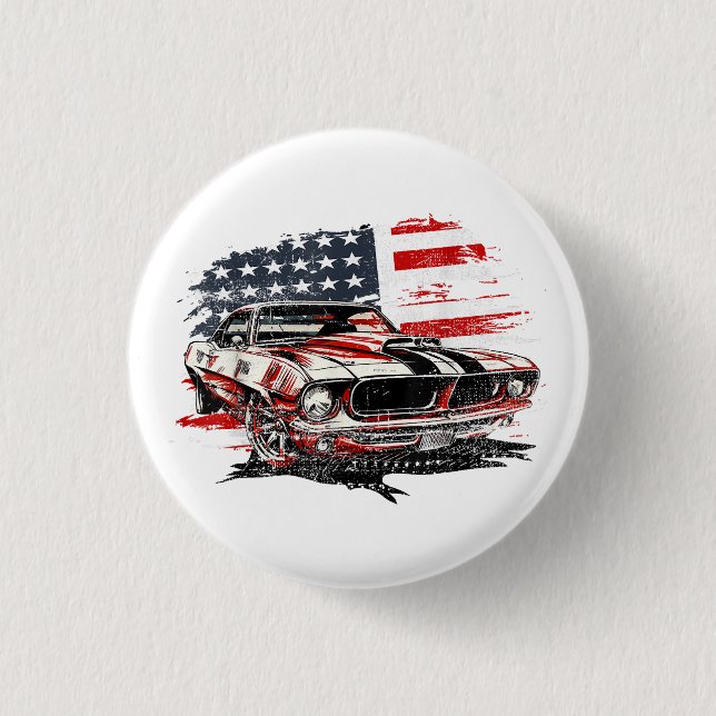 Badge Rond 2,50 Cm Drapeau Américain Patriotique  (Devant)