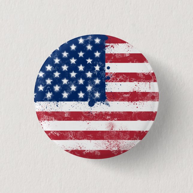 Badge Rond 2,50 Cm Drapeau américain peint (Devant)