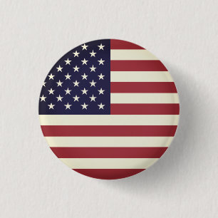 Badge Rond 2,50 Cm Drapeau américain texture vintage rouge et bleu