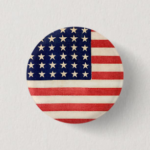 Badge Rond 2,50 Cm Drapeau américain vintage 36 Étoiles