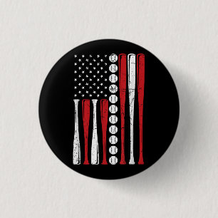 Badge Rond 2,50 Cm Drapeau américain vintage de baseball du 4 juillet