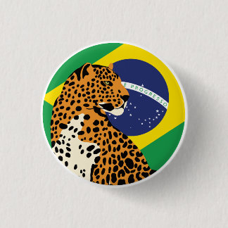 Badge Rond 2,50 Cm Drapeau animal national brésilien du Jaguar