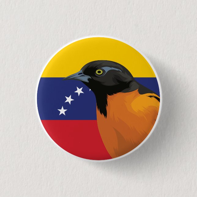 Badge Rond 2,50 Cm Drapeau animal national Troupial du Venezuela (Devant)