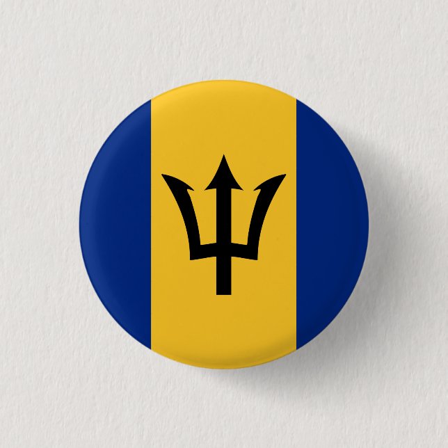 Badge Rond 2,50 Cm Drapeau barbadien Bajan Caraïbes (Devant)