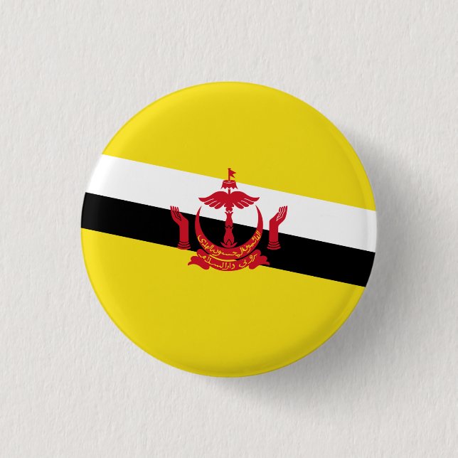 Badge Rond 2,50 Cm Drapeau Brunéien, Drapeau Brunéi (Devant)