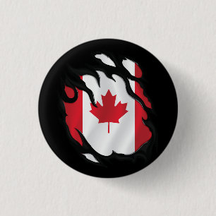 Badge Rond 2,50 Cm Drapeau canadien déchiré