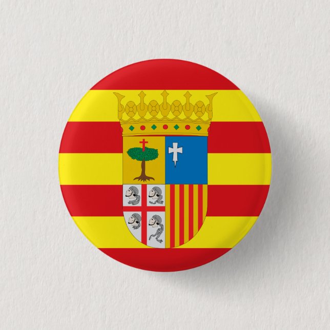 Badge Rond 2,50 Cm Drapeau d'Aragón (communauté autonome) Espagne (Devant)