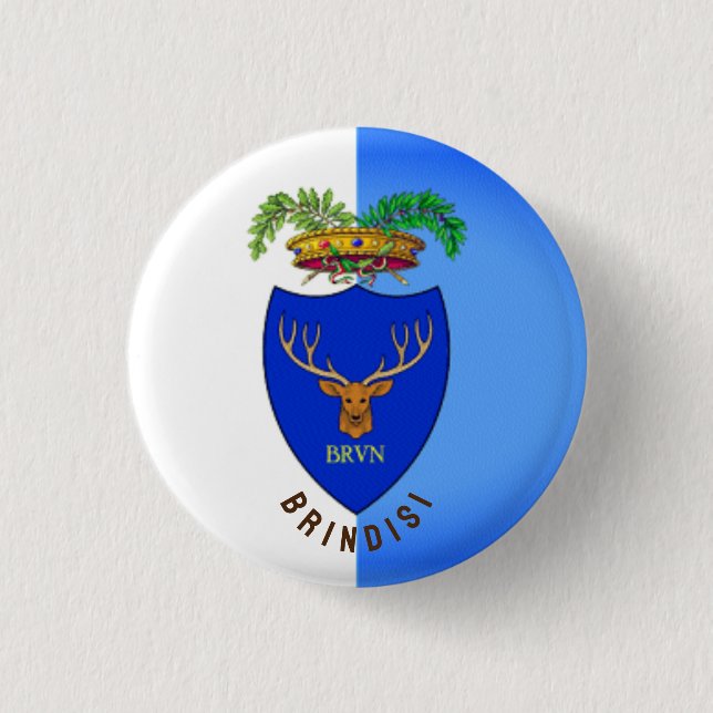 Badge Rond 2,50 Cm Drapeau de Brindisi, Italie (Devant)