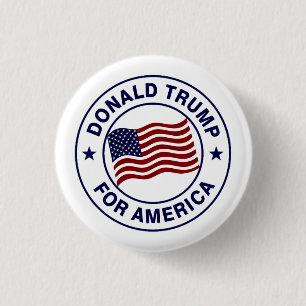 Badge Rond 2,50 Cm Drapeau de Donald Trump USA