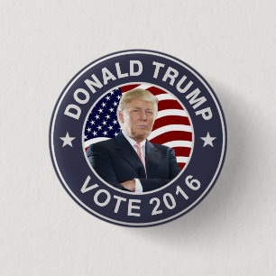 Badge Rond 2,50 Cm Drapeau de Donald Trump USA