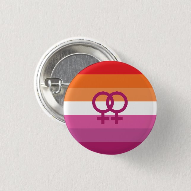 Badge Rond 2,50 Cm Drapeau de fierté lesbienne WLW (Coucher de soleil (Devant & derrière)