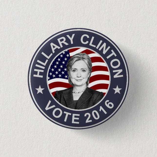 Badge Rond 2,50 Cm Drapeau de Hillary Clinton USA (Devant)