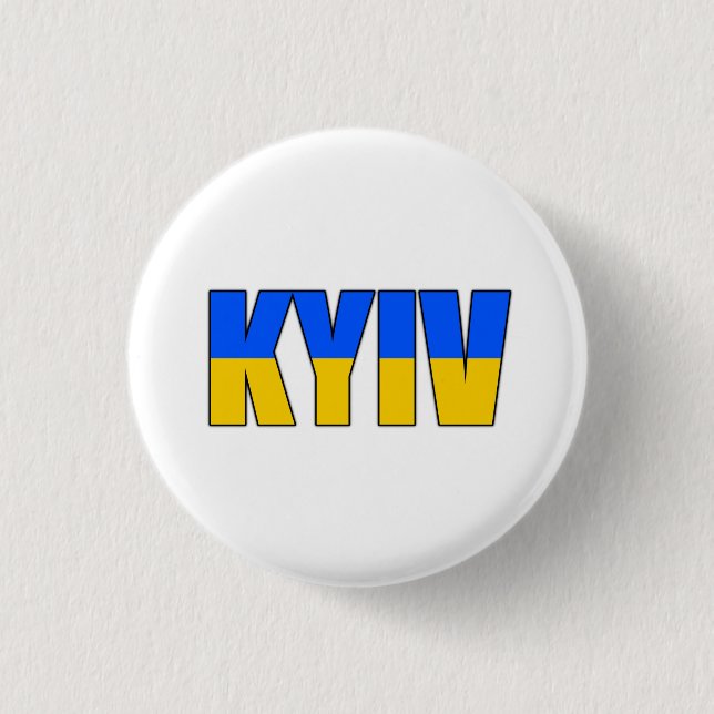 Badge Rond 2,50 Cm Drapeau de Kiev Ukraine (Devant)