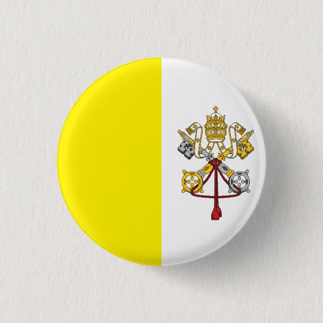 Badge Rond 2,50 Cm Drapeau de la Cité du Vatican (Devant)