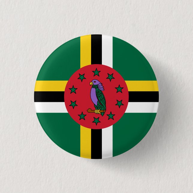 Badge Rond 2,50 Cm Drapeau de la Dominique (Devant)