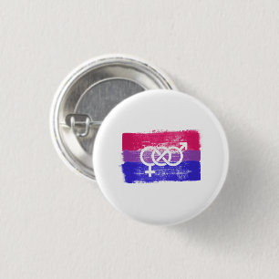 Badge Rond 2,50 Cm Drapeau de la fierté au symbole bisexuel peint
