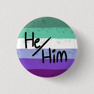 Badge Rond 2,50 Cm Drapeau de la fierté gay épinglette de pronoms il/
