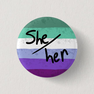 Badge Rond 2,50 Cm Drapeau de la fierté gay épinglette pronoms elle/s