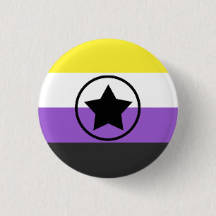 Badge Rond 2,50 Cm Drapeau de la fierté non binaire/Enby avec une éto