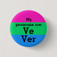Drapeau de la polysexualité avec des pronouns Ve/V