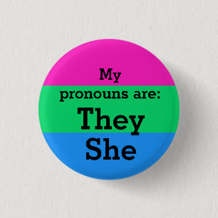 Badge Rond 2,50 Cm Drapeau de la polysexualité avec eux/elle Pronoun