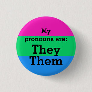 Badge Rond 2,50 Cm Drapeau de la polysexualité avec eux/eux Pronounes