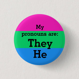 Badge Rond 2,50 Cm Drapeau de la polysexualité avec les pronoms They/