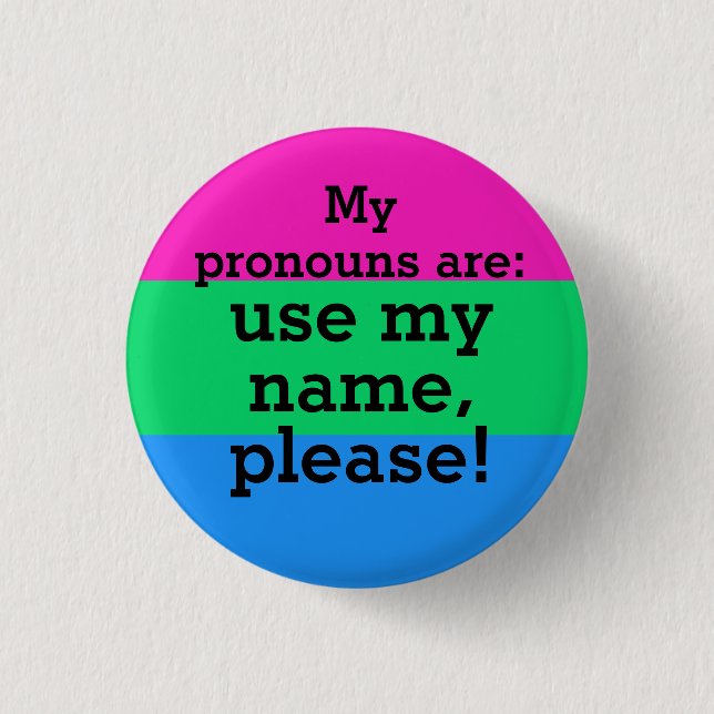 Badge Rond 2,50 Cm Drapeau de la polysexualité avec Utiliser mon nom, (Devant)