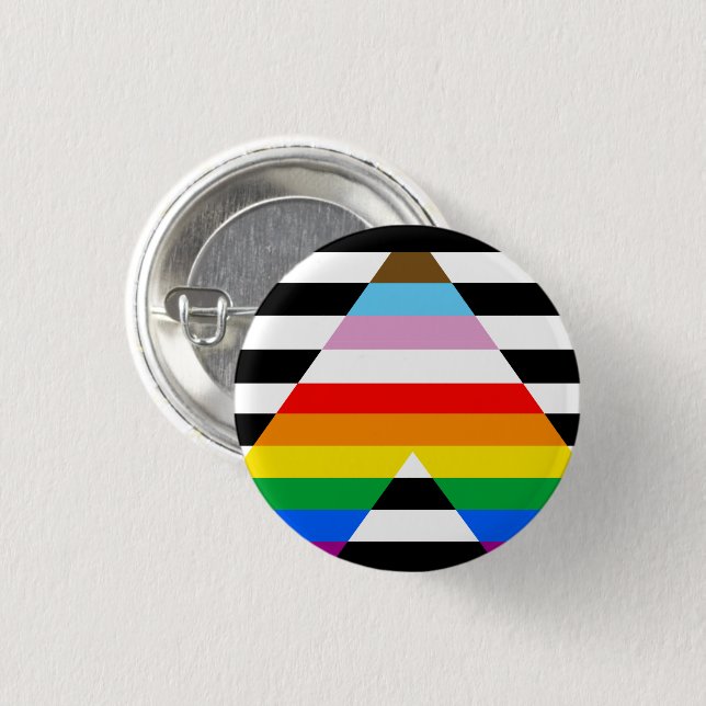 Badge Rond 2,50 Cm Drapeau de l'Ally Pride de progression LGBTQ (Devant & derrière)