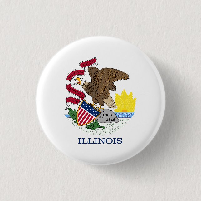 Badge Rond 2,50 Cm Drapeau de l'État de l'Illinois (Devant)