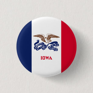 Badge Rond 2,50 Cm Drapeau de l'État de l'Iowa