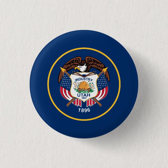 Badge Rond 2,50 Cm Drapeau de l'État de l'Utah (Devant)